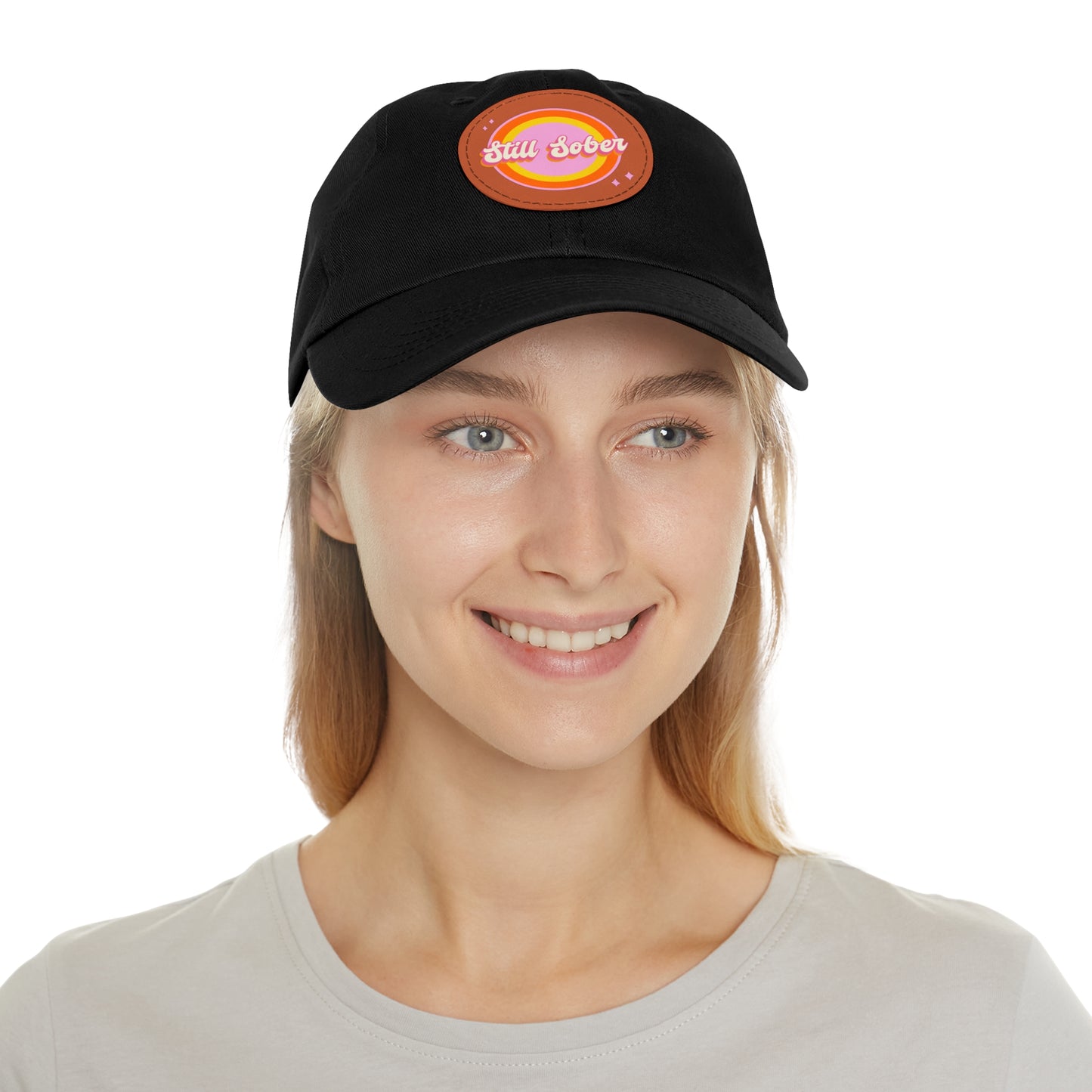 Still Sober Dad Hat with Leather Patch (Round)