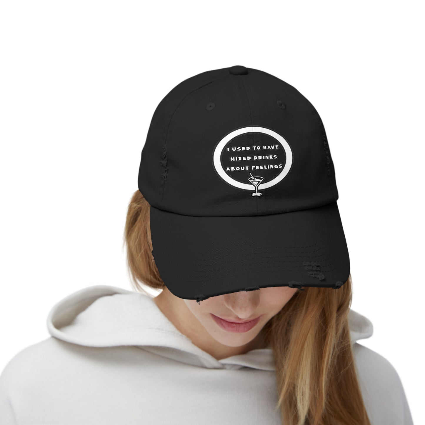 Mixed Drinks About Feelings Unisex Distressed Cap