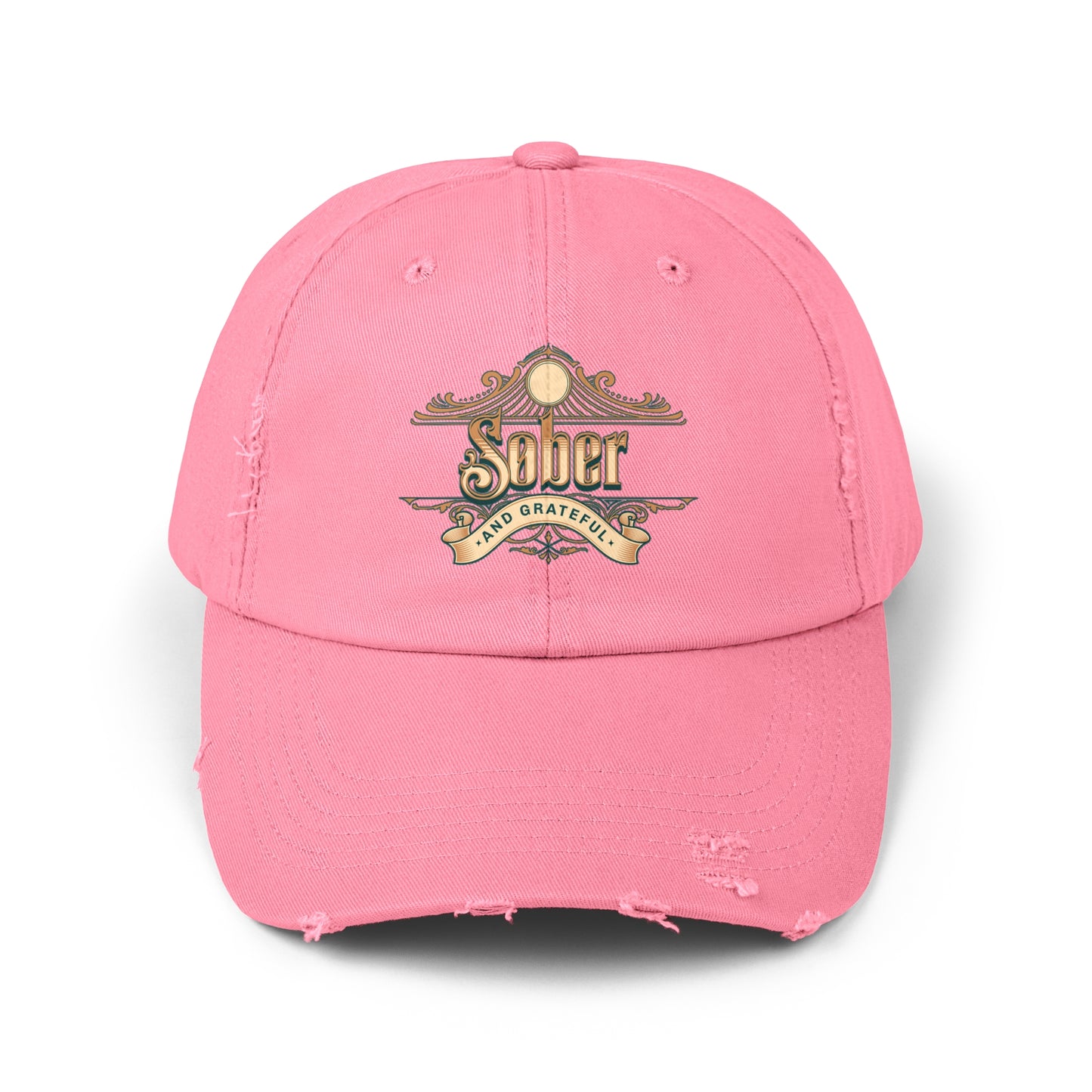 Sober and Grateful Unisex Distressed Cap