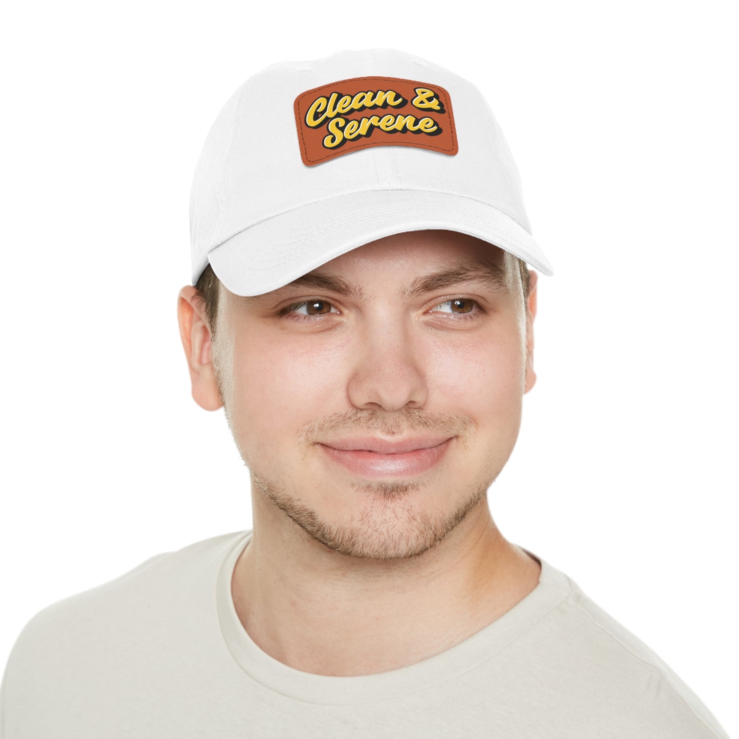 Clean and Serene Dad Hat with Leather Patch (Rectangle)