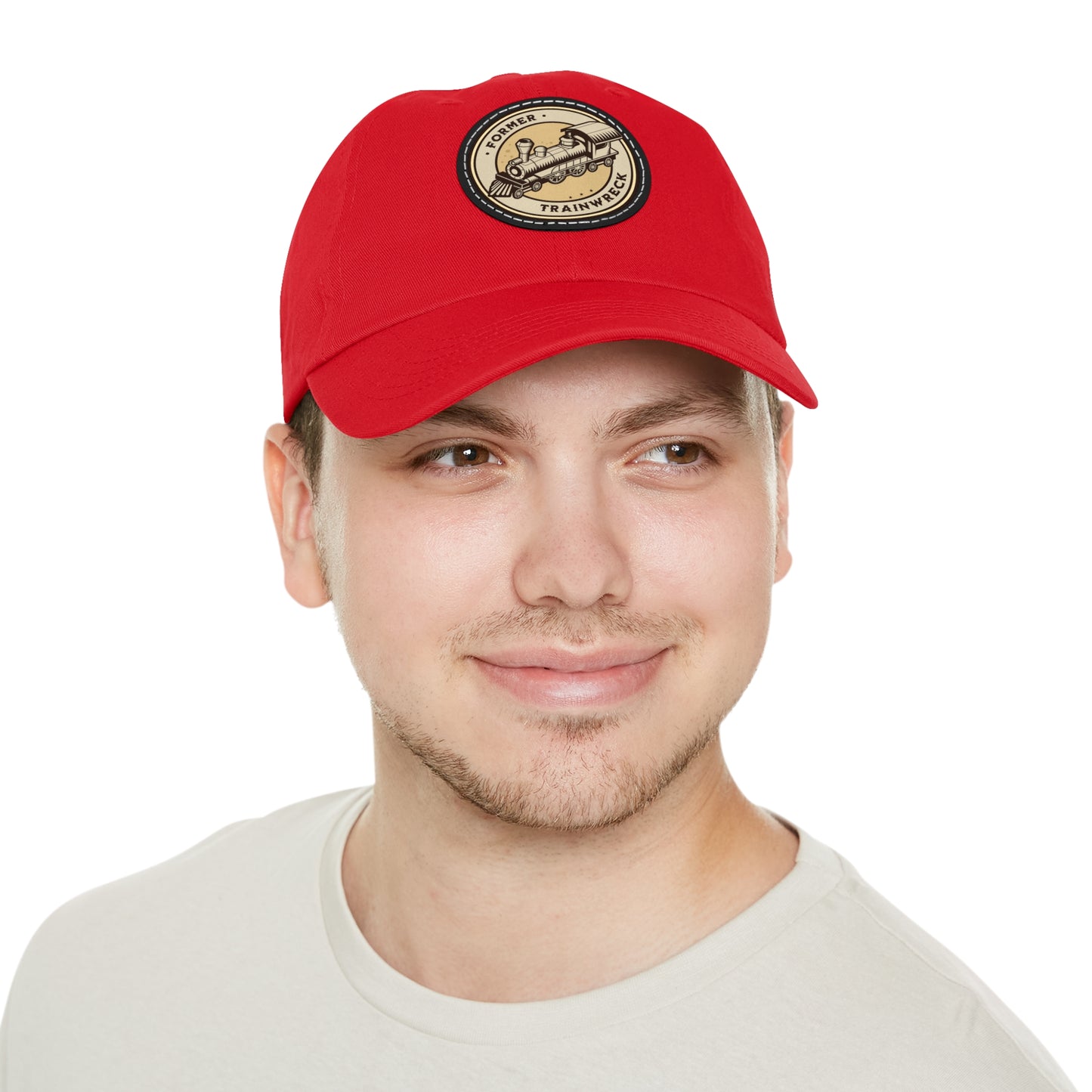 Trainwreck Dad Hat with Leather Patch (Round)