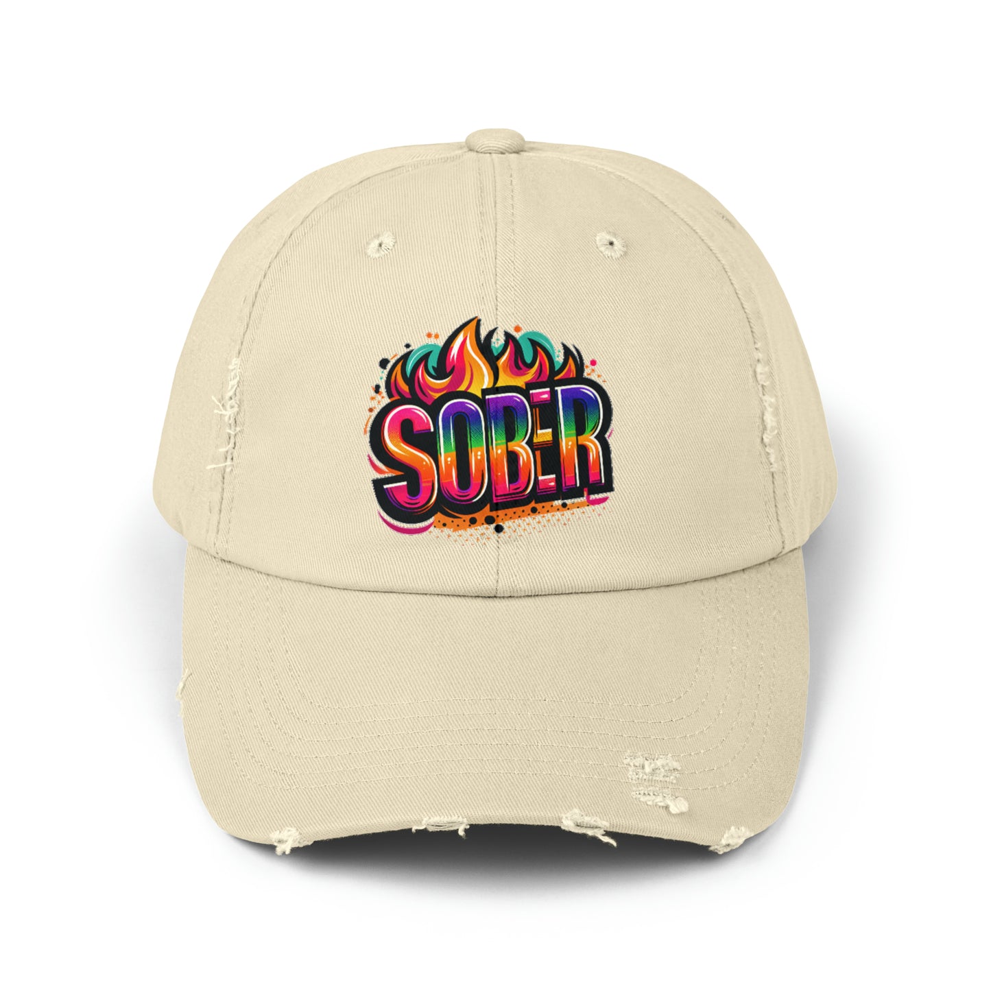 Sober Unisex Distressed Cap
