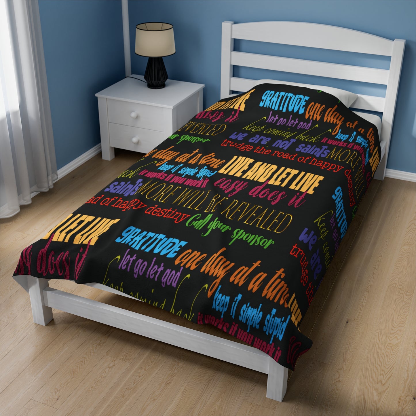 60" x 80" 12-Step Slogans Velveteen Plush Blanket