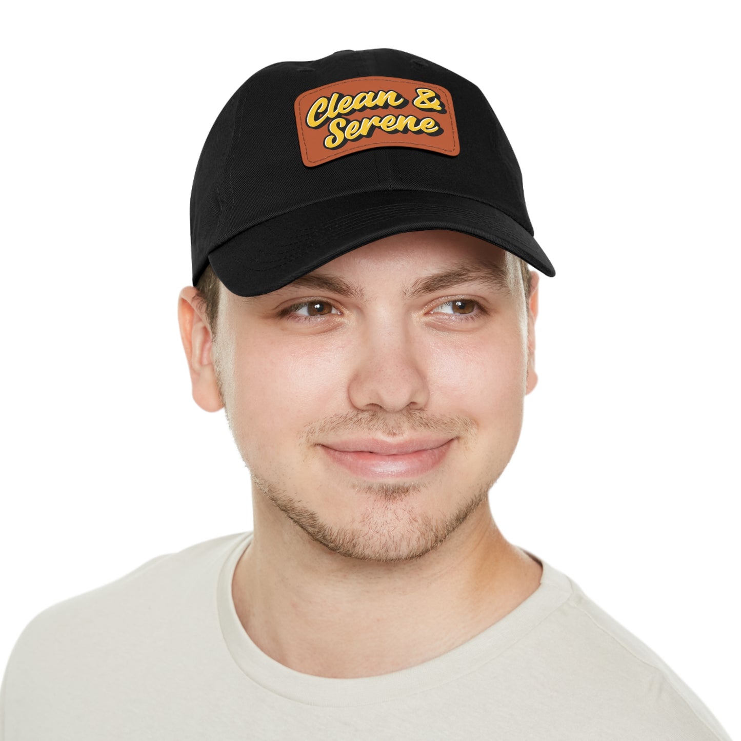 Clean and Serene Dad Hat with Leather Patch (Rectangle)