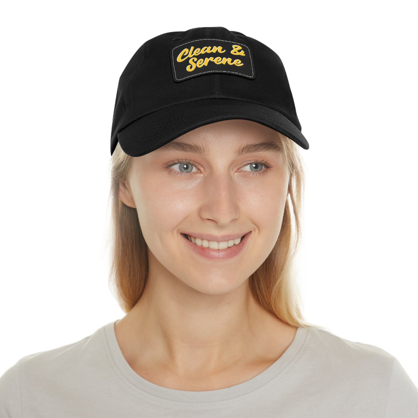 Clean and Serene Dad Hat with Leather Patch (Rectangle)