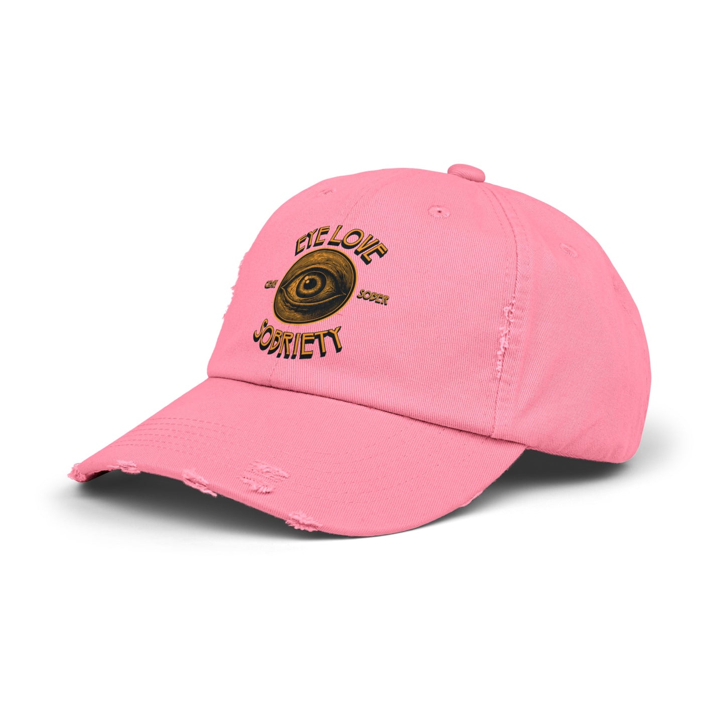 Eye Love Sobriety Unisex Distressed Cap