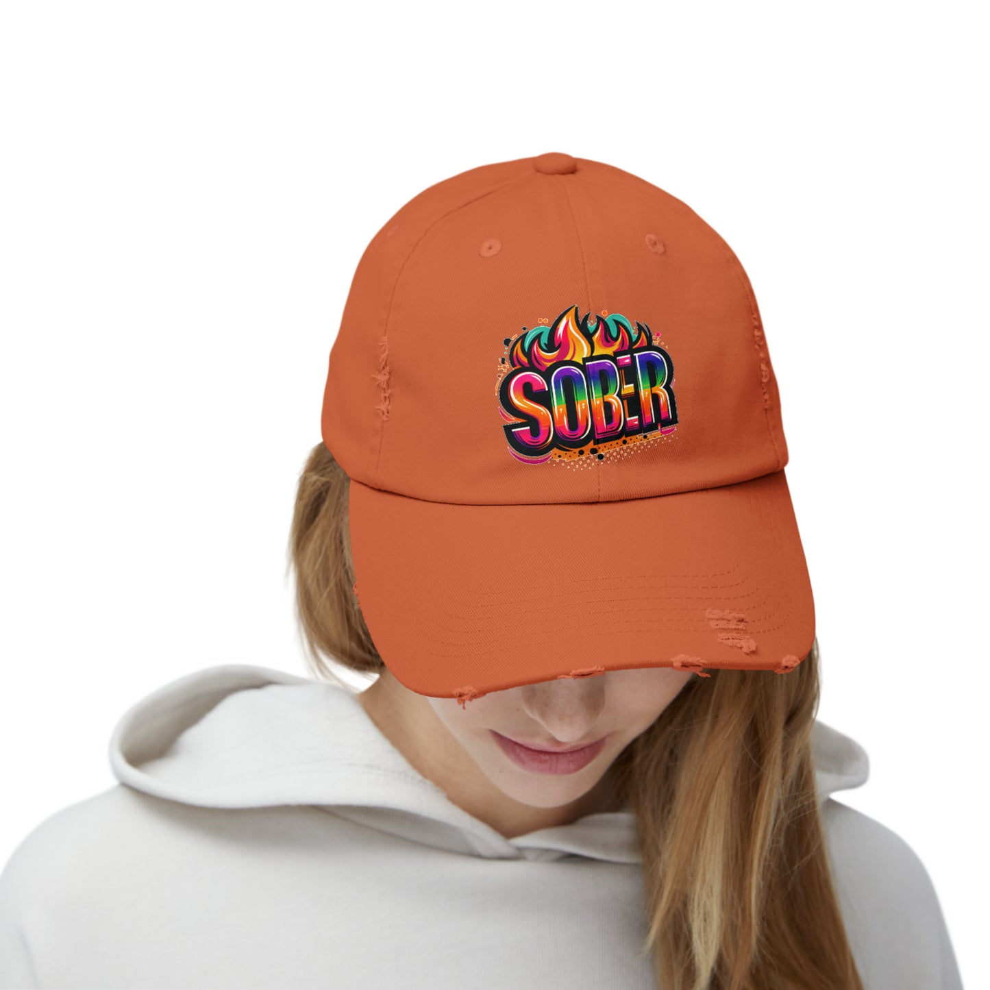 Sober Unisex Distressed Cap