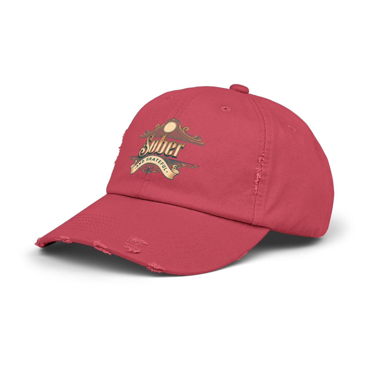 Sober and Grateful Unisex Distressed Cap