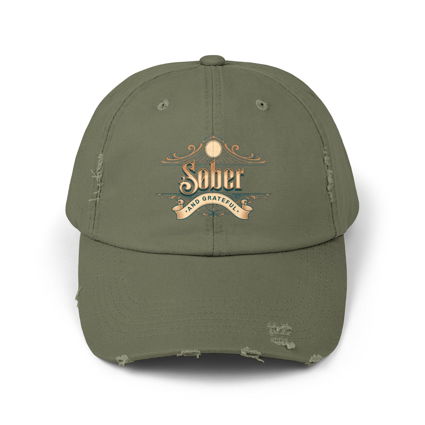 Sober and Grateful Unisex Distressed Cap