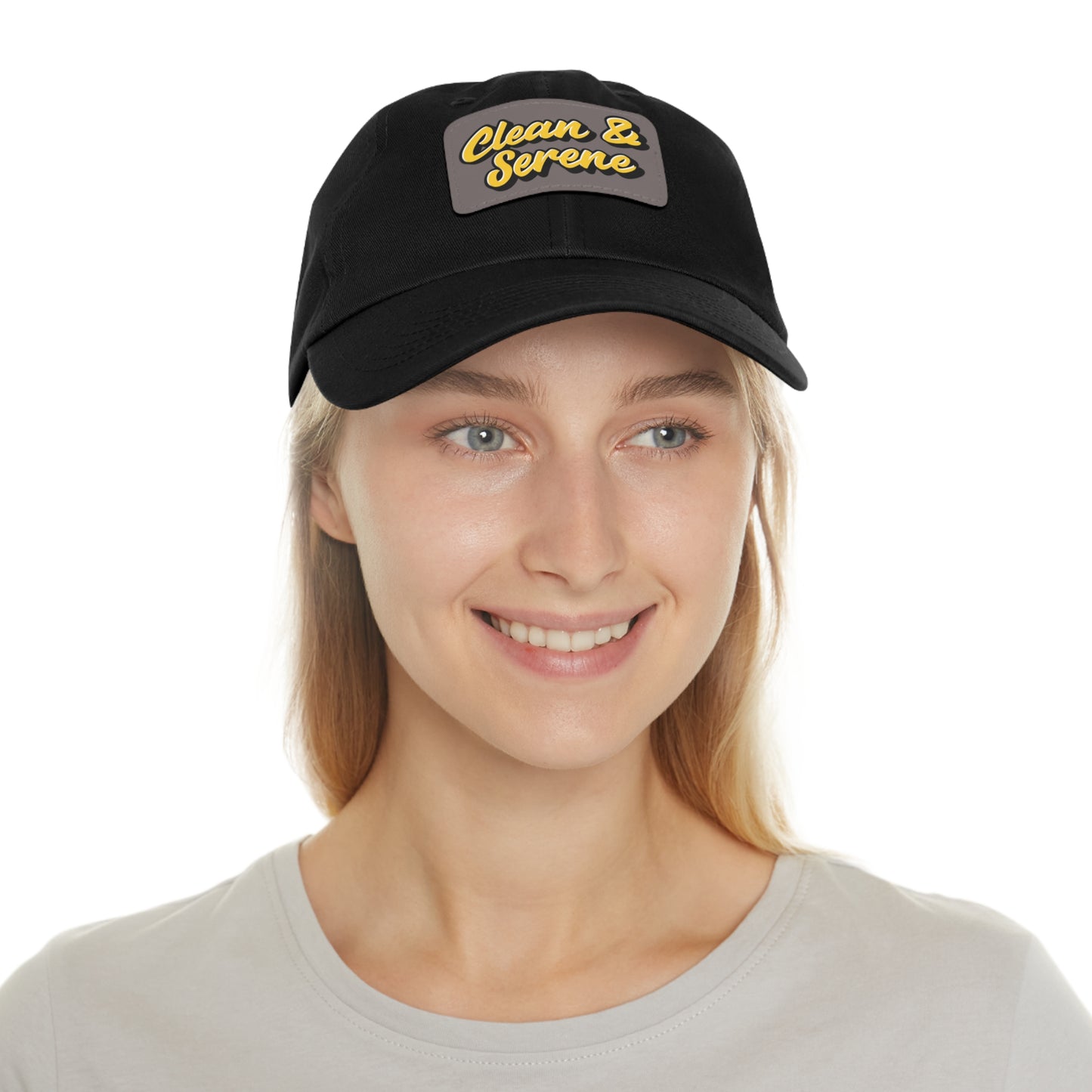 Clean and Serene Dad Hat with Leather Patch (Rectangle)