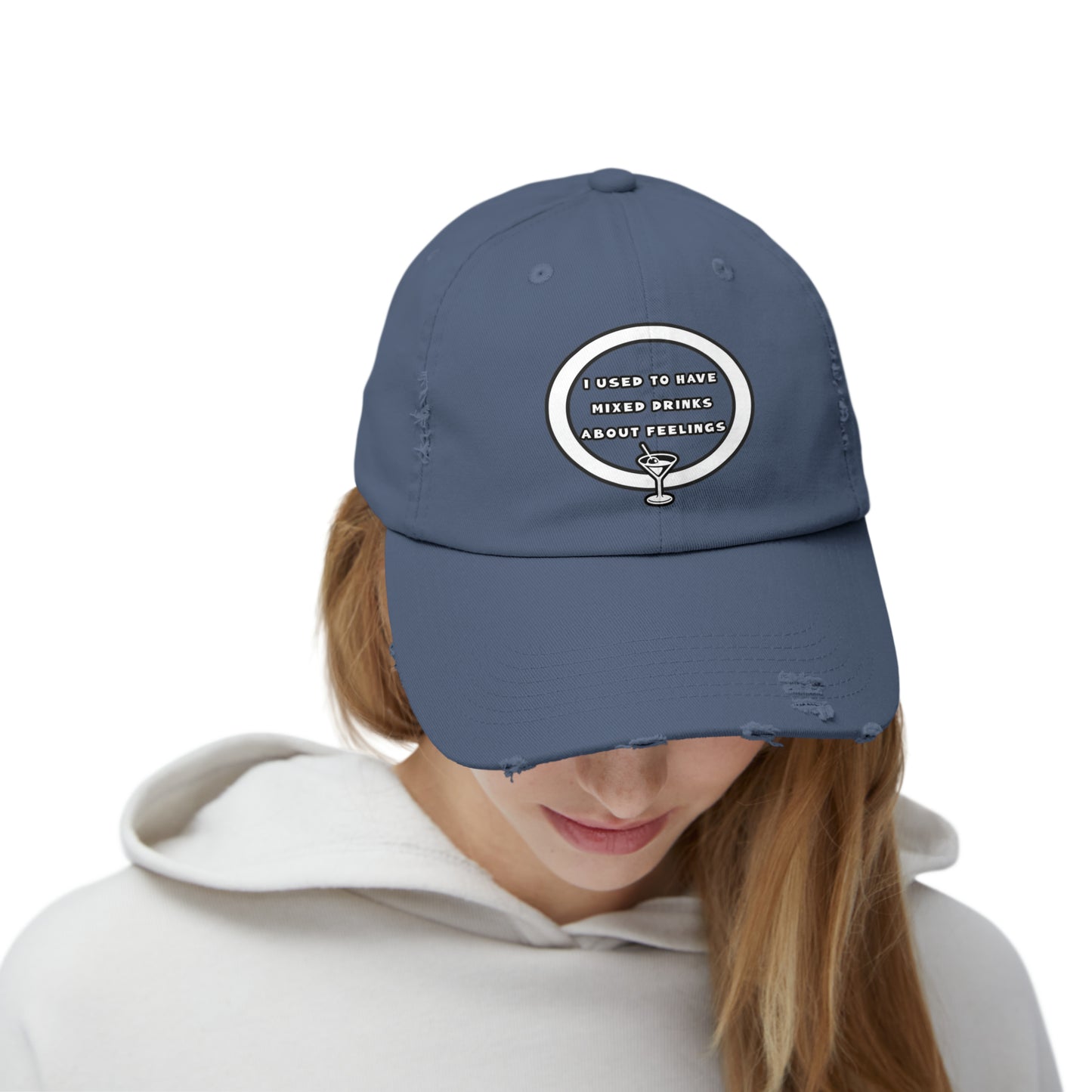 Mixed Drinks About Feelings Unisex Distressed Cap