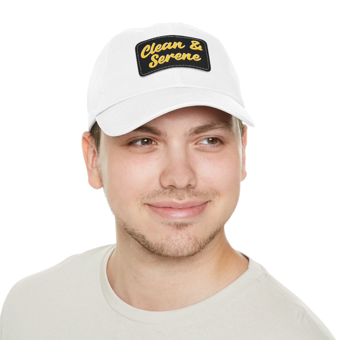 Clean and Serene Dad Hat with Leather Patch (Rectangle)