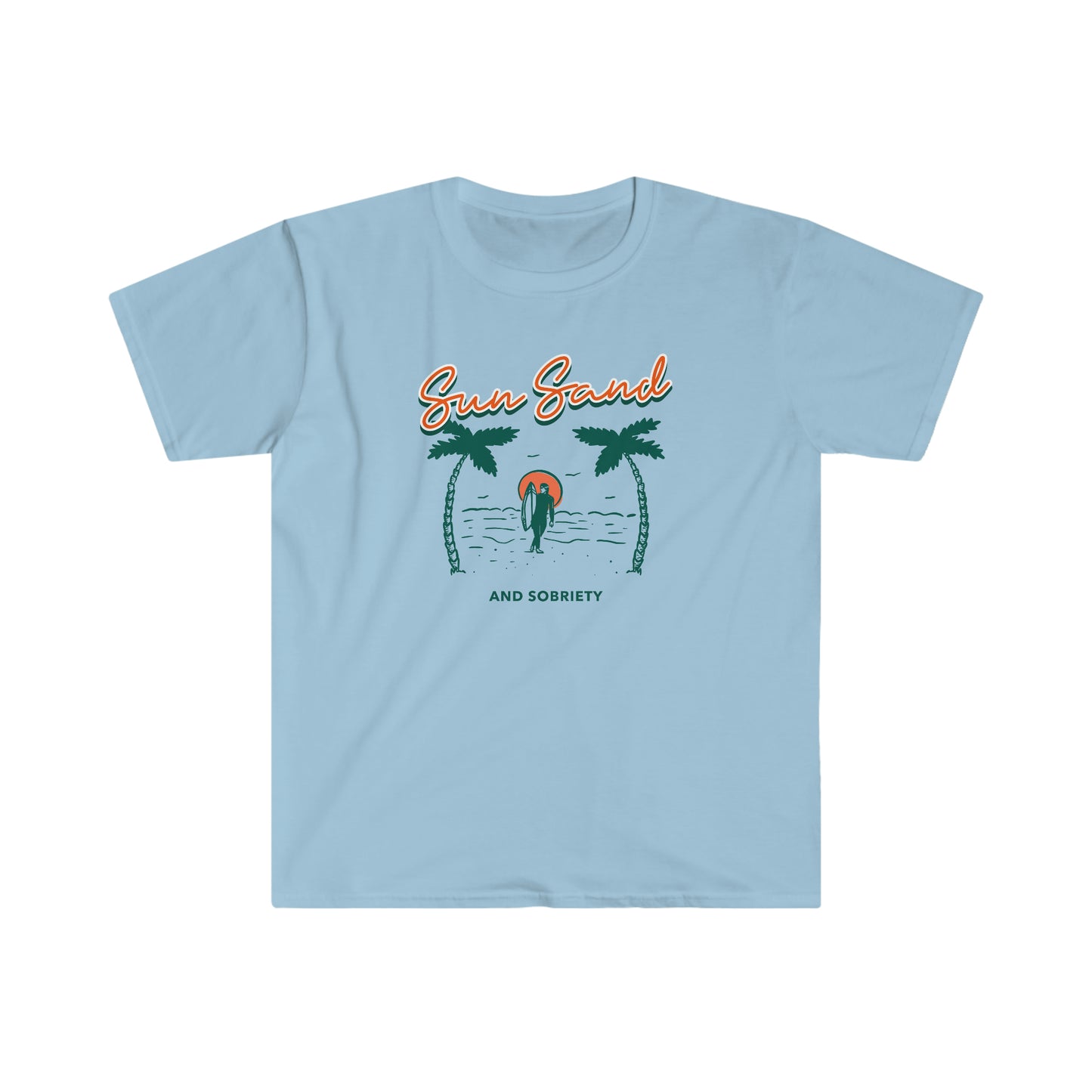 Sun, Sand and Sobriety Unisex Softstyle T-Shirt for sober people in recovery
