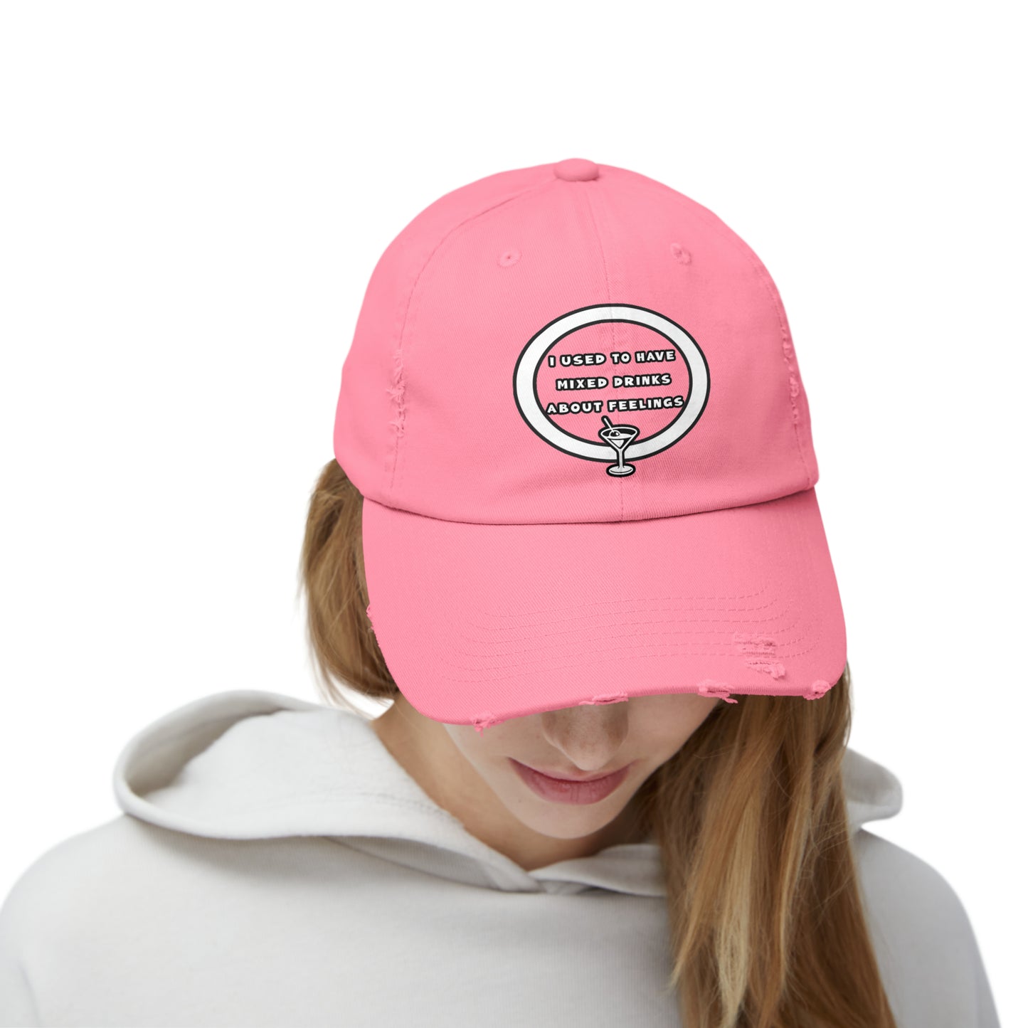 Mixed Drinks About Feelings Unisex Distressed Cap