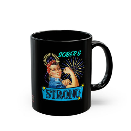 Sober & Strong Vintage Black Mug (11oz, 15oz)