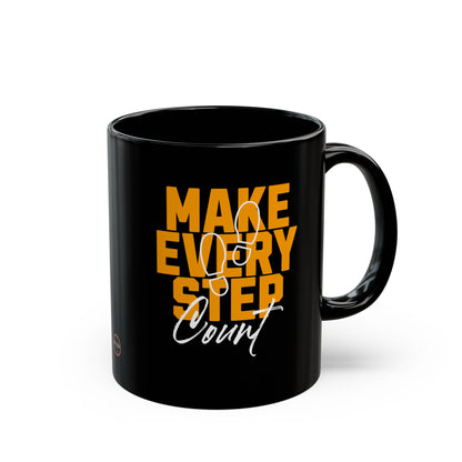 Make Every Step Count Black Mug, 11 oz.