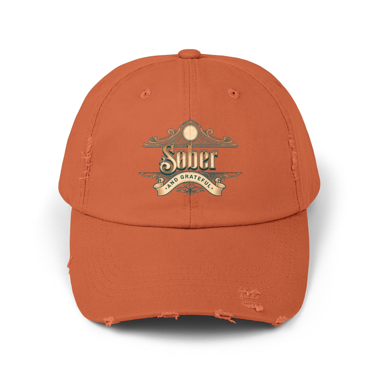 Sober and Grateful Unisex Distressed Cap