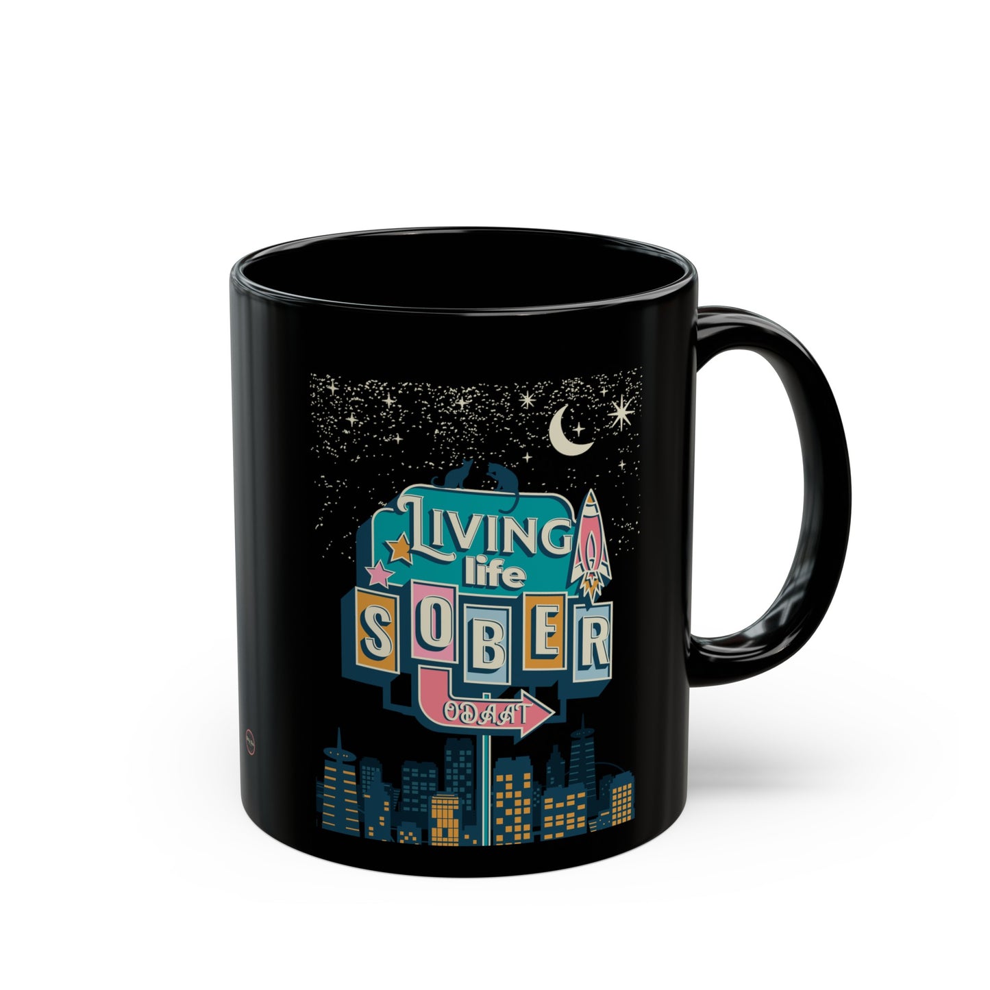 Living Life Sober Black Mug (11oz)