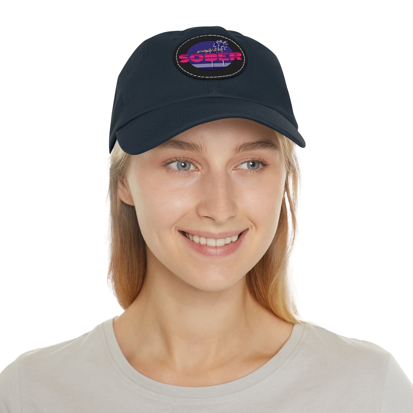 Grateful to be Sober Dad Hat with Leather Patch (Round)