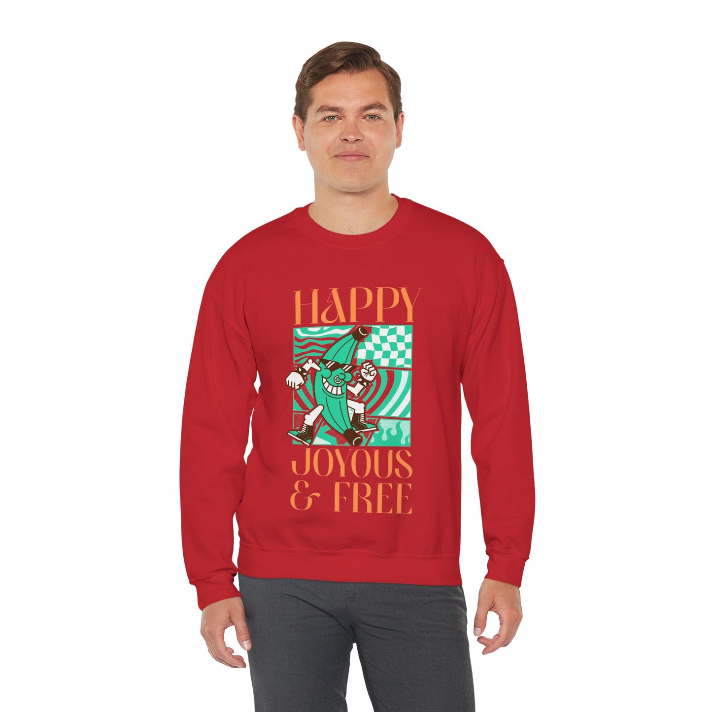 Happy Joyous and Free Unisex Heavy Blend™ Crewneck Sweatshirt