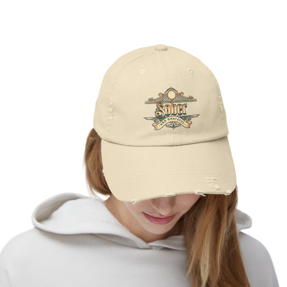 Sober and Grateful Unisex Distressed Cap