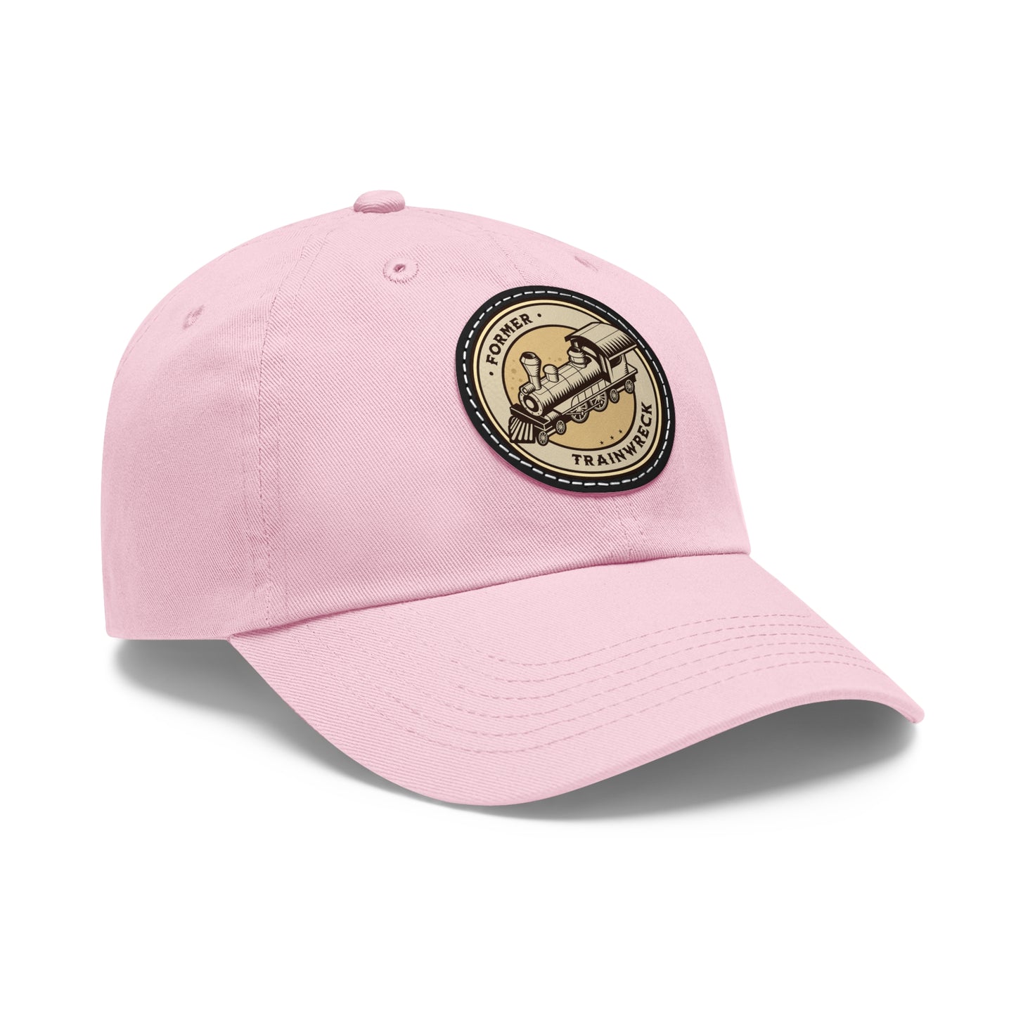 Trainwreck Dad Hat with Leather Patch (Round)