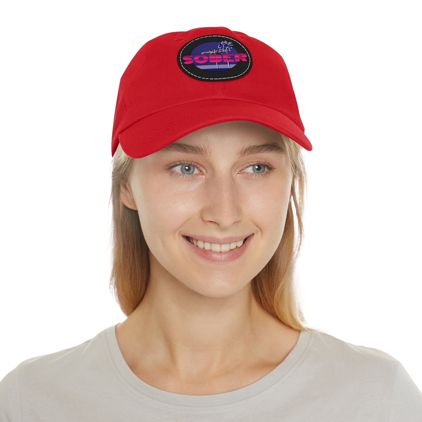 Grateful to be Sober Dad Hat with Leather Patch (Round)