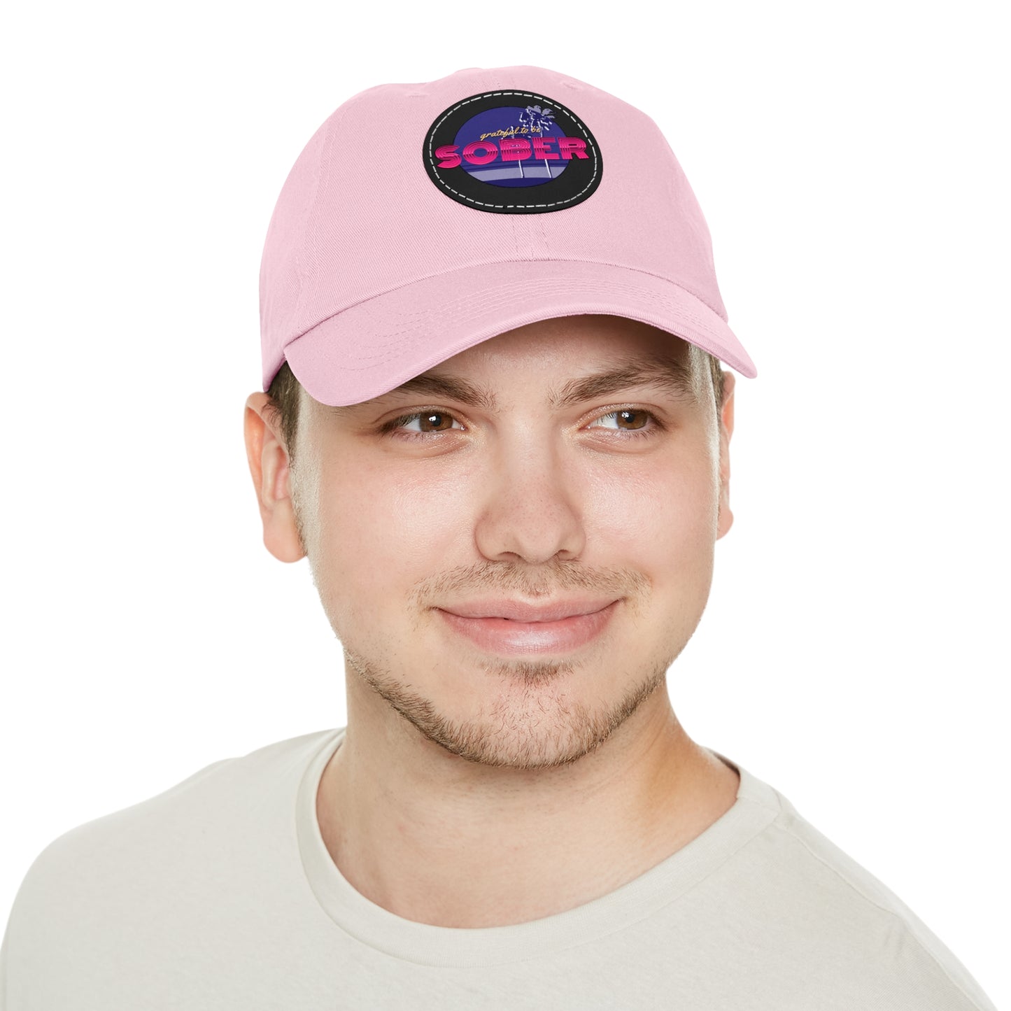 Grateful to be Sober Dad Hat with Leather Patch (Round)
