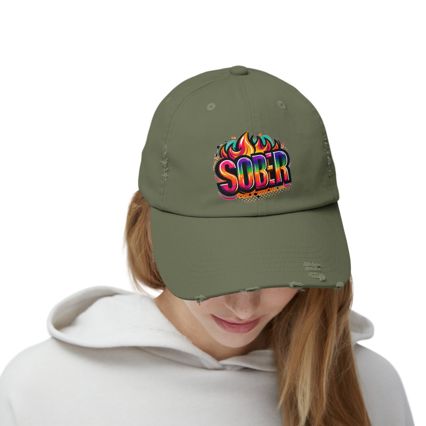 Sober Unisex Distressed Cap
