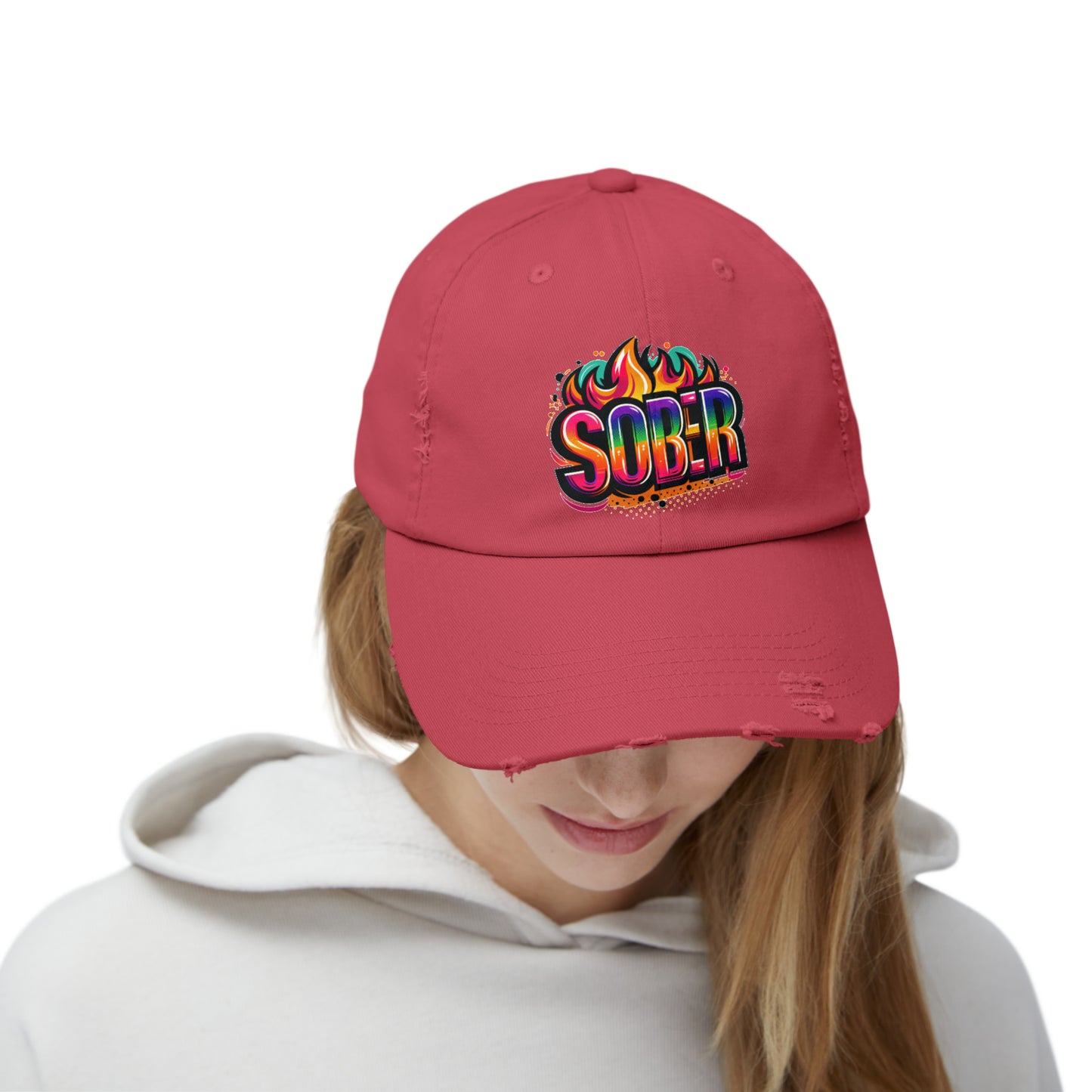 Sober Unisex Distressed Cap