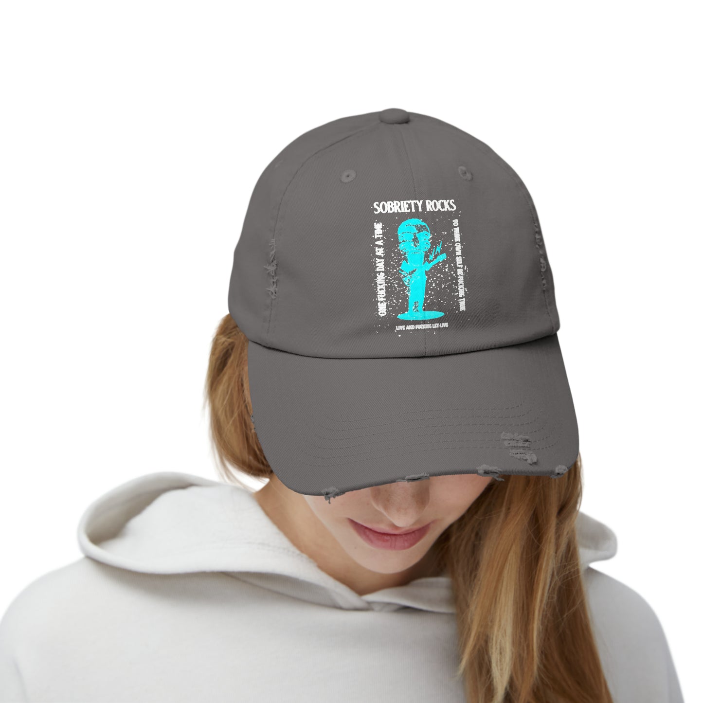 Sobriety Rocks Unisex Distressed Cap