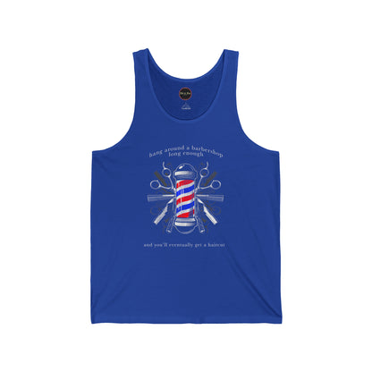 Hang Around a Barbershop Unisex Jersey Tank