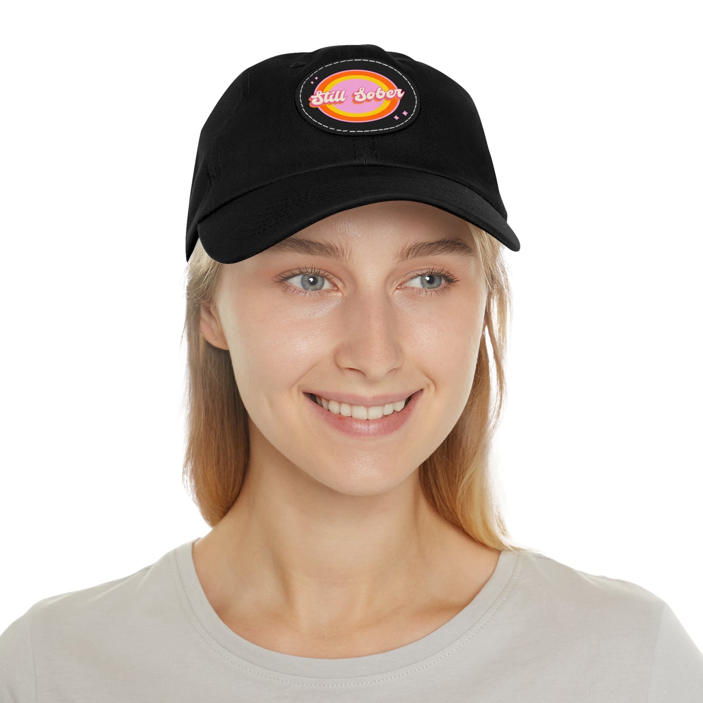 Still Sober Dad Hat with Leather Patch (Round)