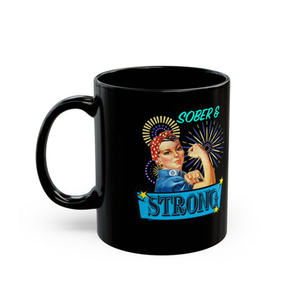 Sober & Strong Vintage Black Mug (11oz, 15oz)