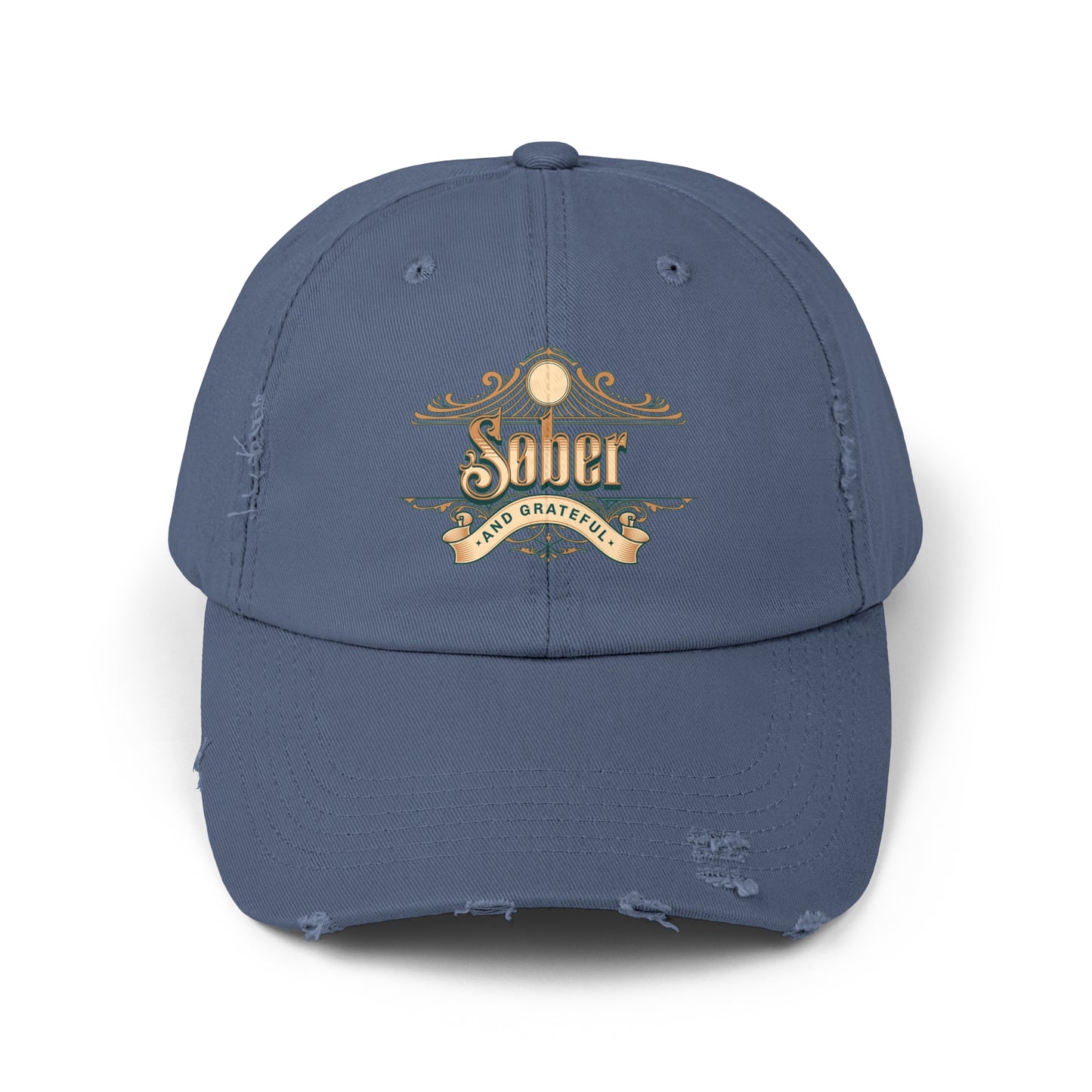 Sober and Grateful Unisex Distressed Cap