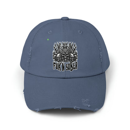 Fuk'n Sober Unisex Distressed Cap
