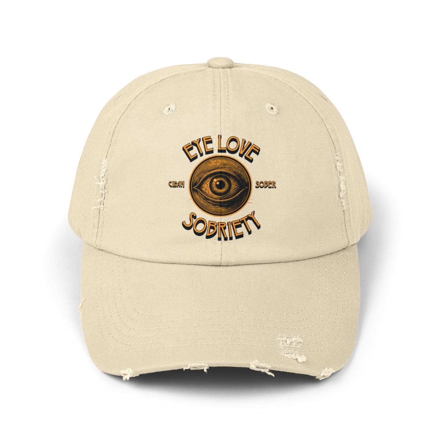Eye Love Sobriety Unisex Distressed Cap
