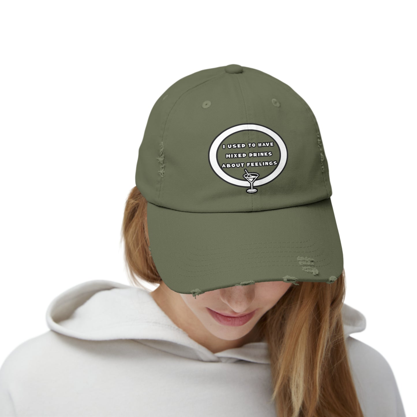 Mixed Drinks About Feelings Unisex Distressed Cap