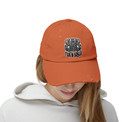 Fuk'n Sober Unisex Distressed Cap