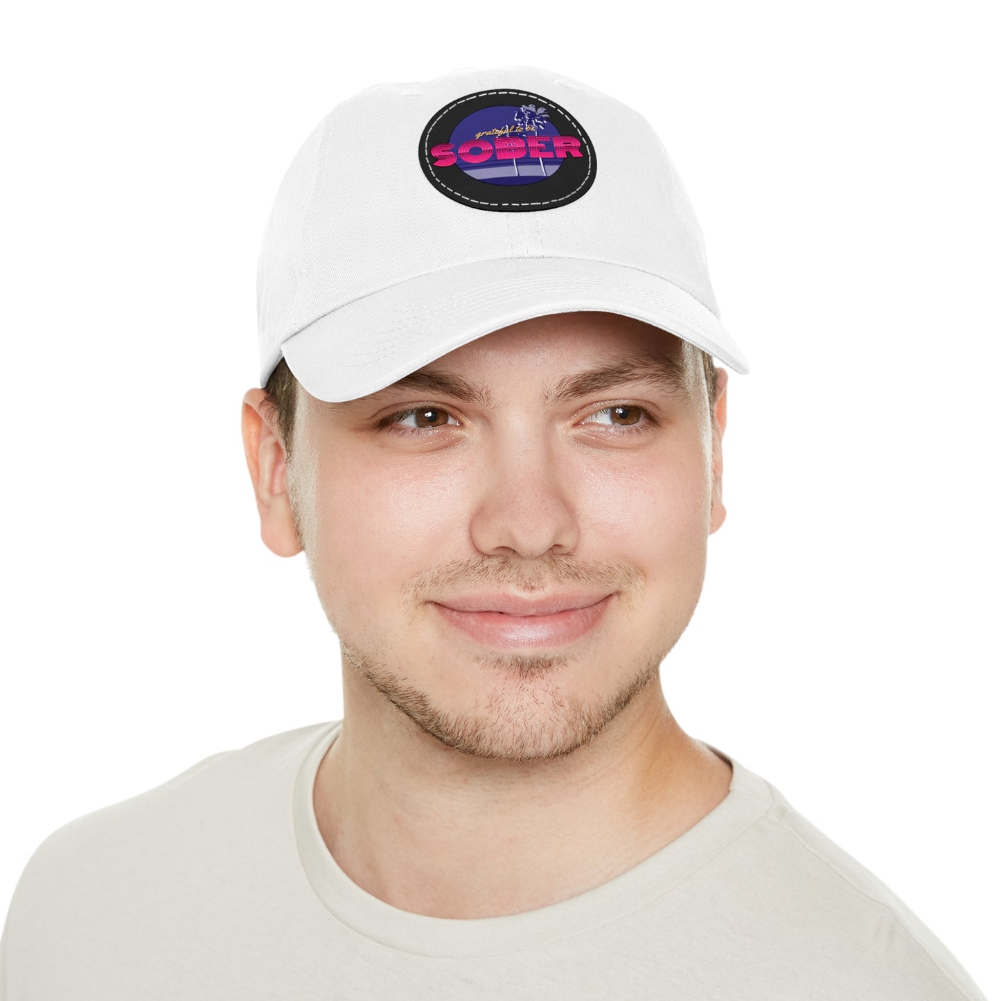 Grateful to be Sober Dad Hat with Leather Patch (Round)