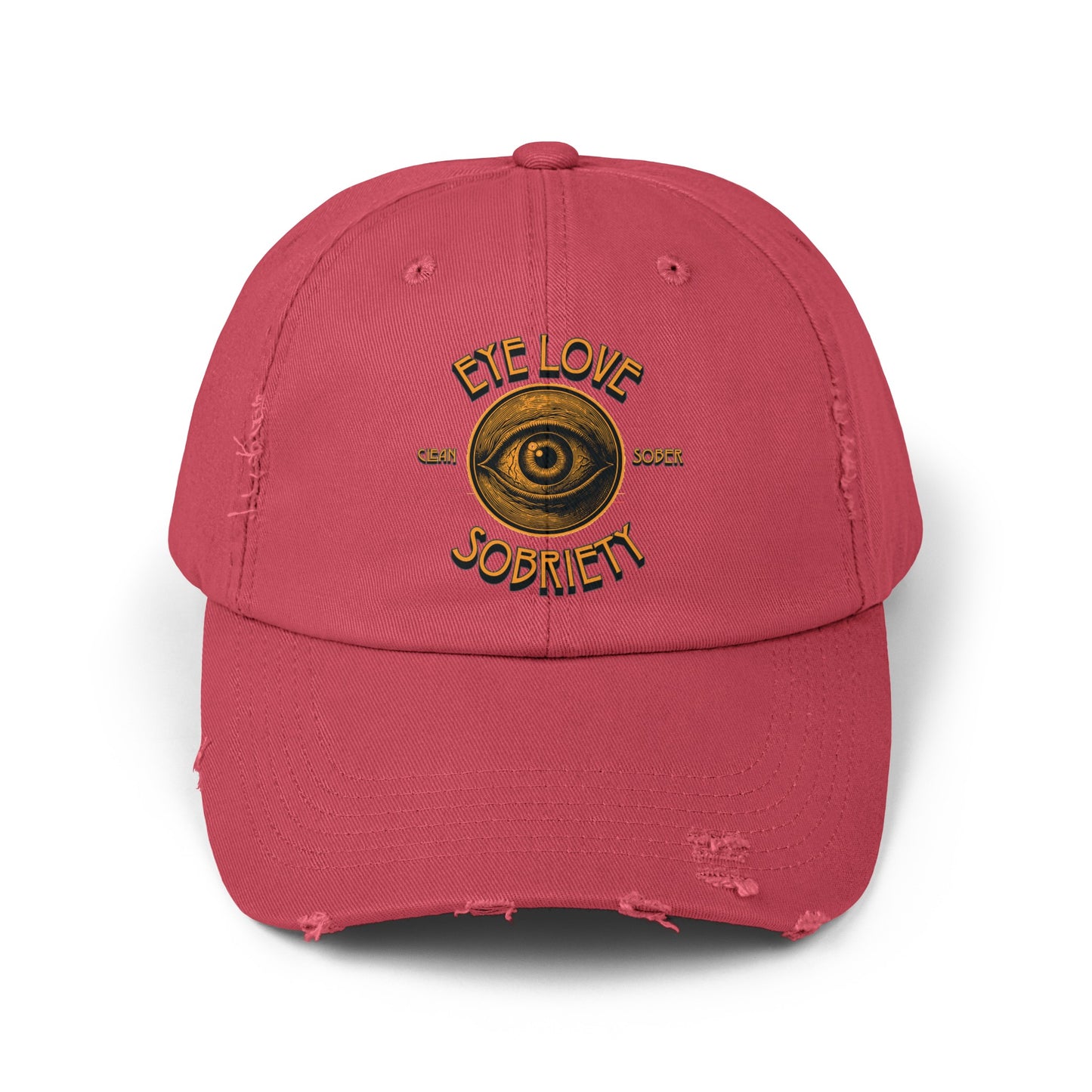 Eye Love Sobriety Unisex Distressed Cap