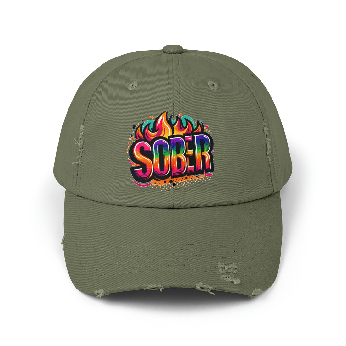 Sober Unisex Distressed Cap