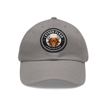 I Steer Clear Dad Hat with Leather Patch (Round)