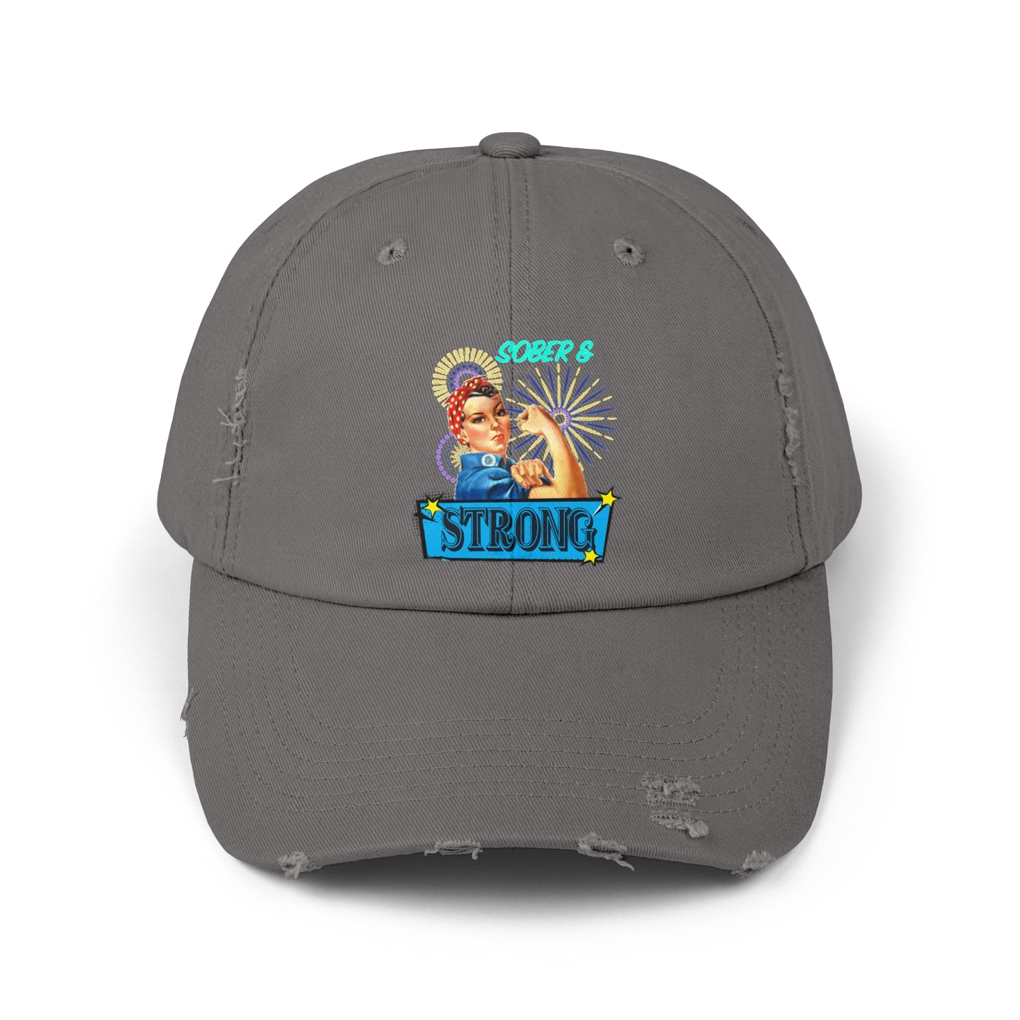 Sober and Strong Vintage Unisex Distressed Cap