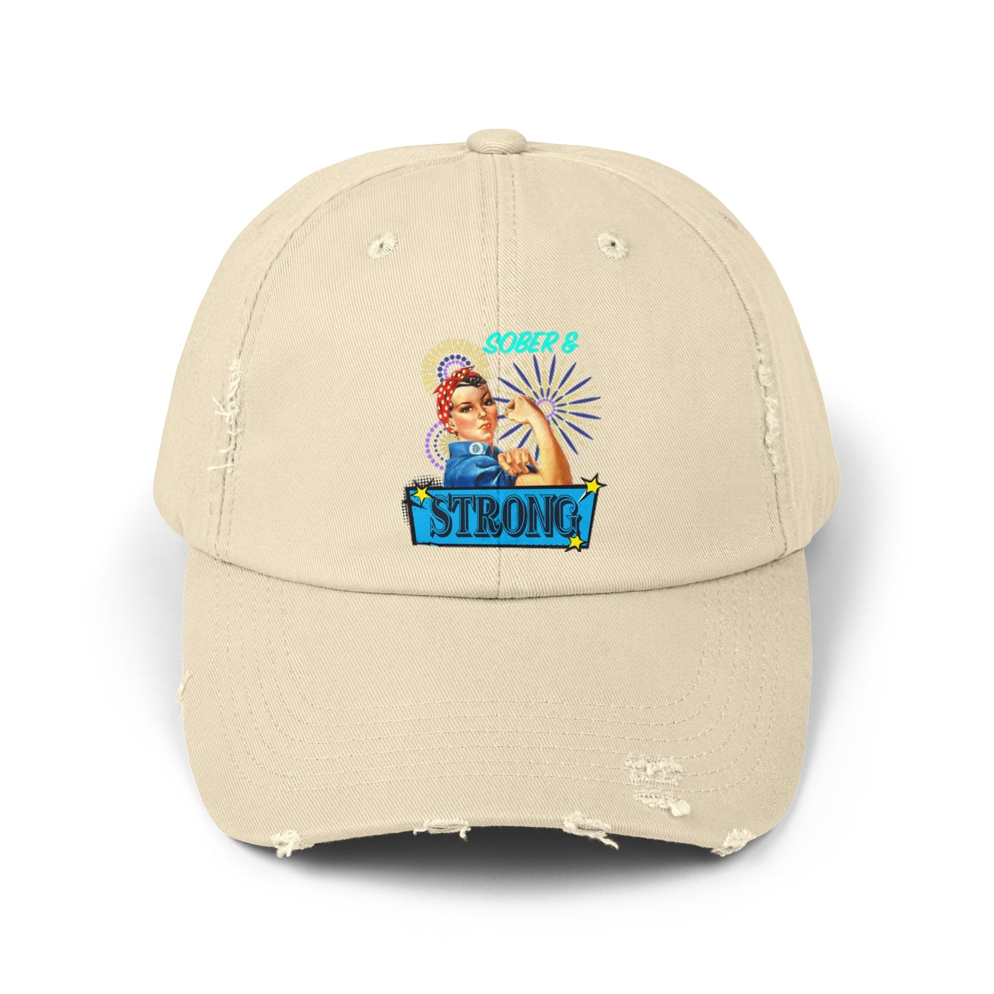 Sober and Strong Vintage Unisex Distressed Cap
