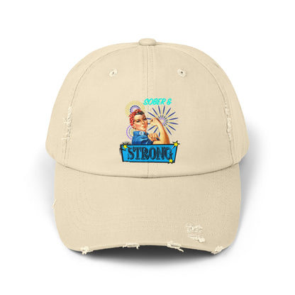 Sober and Strong Vintage Unisex Distressed Cap