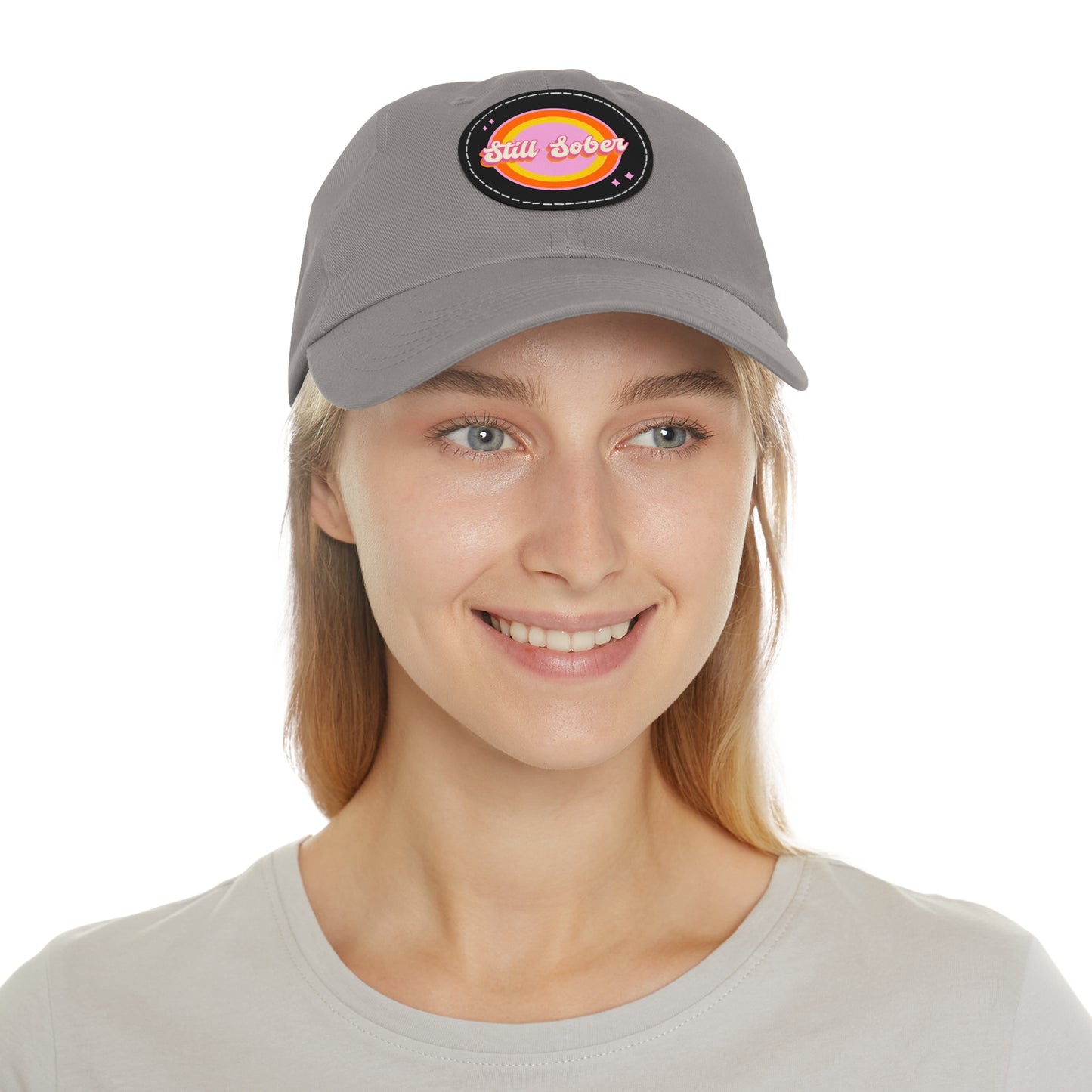 Still Sober Dad Hat with Leather Patch (Round)