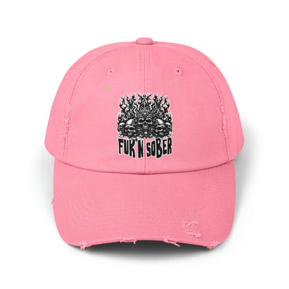 Fuk'n Sober Unisex Distressed Cap