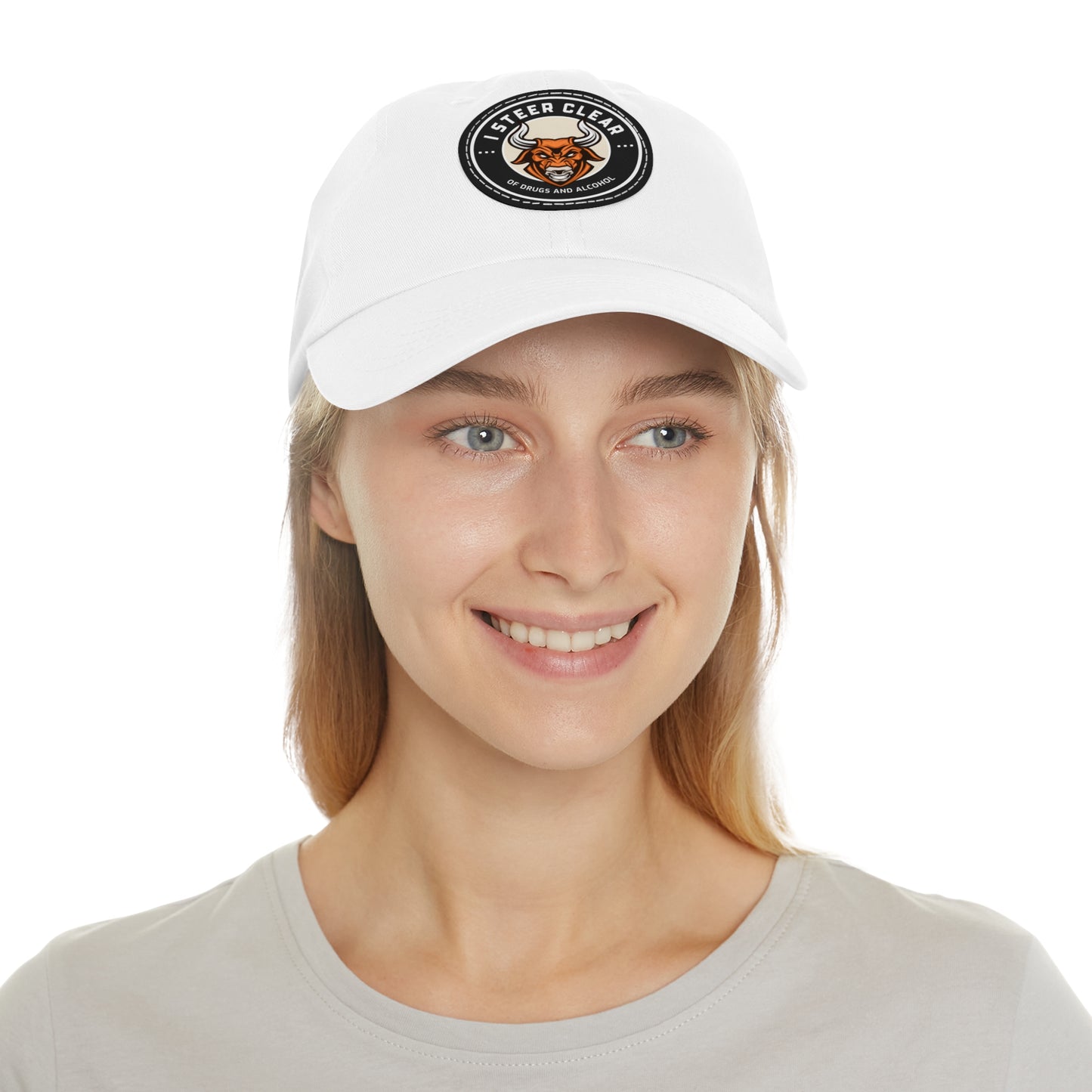 I Steer Clear Dad Hat with Leather Patch (Round)