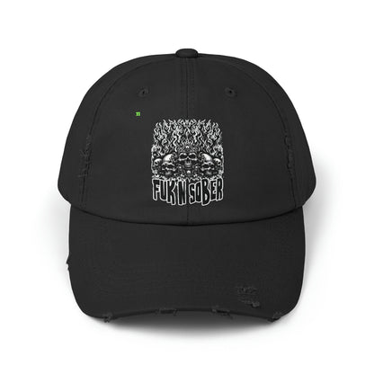 Fuk'n Sober Unisex Distressed Cap